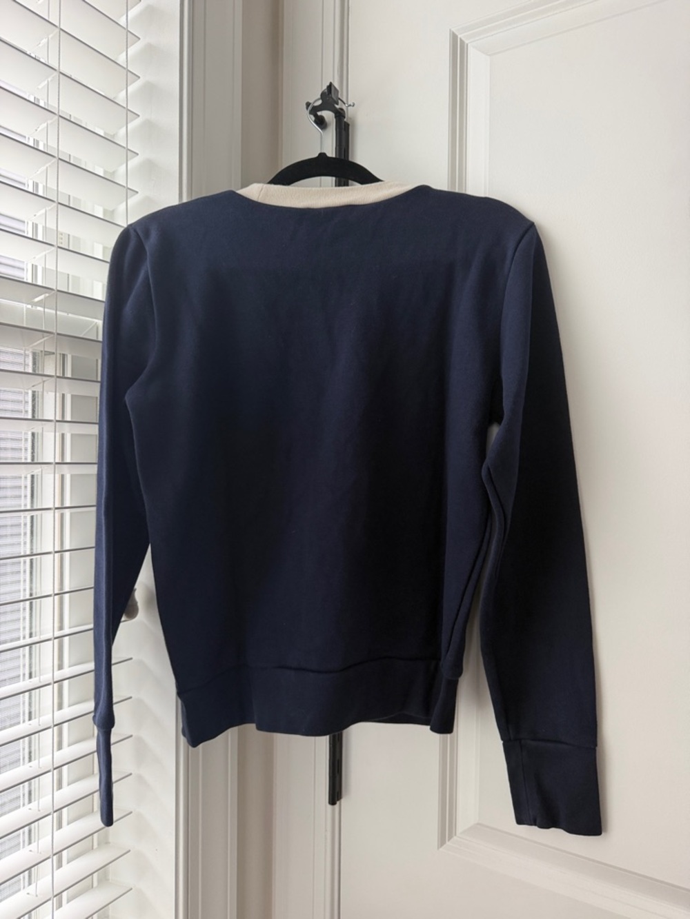 J. Crew Navy and Cream V-Stripe Women's Sweater - Picture 3 of 3